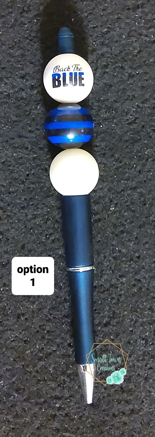 Back The Blue Beaded Pen