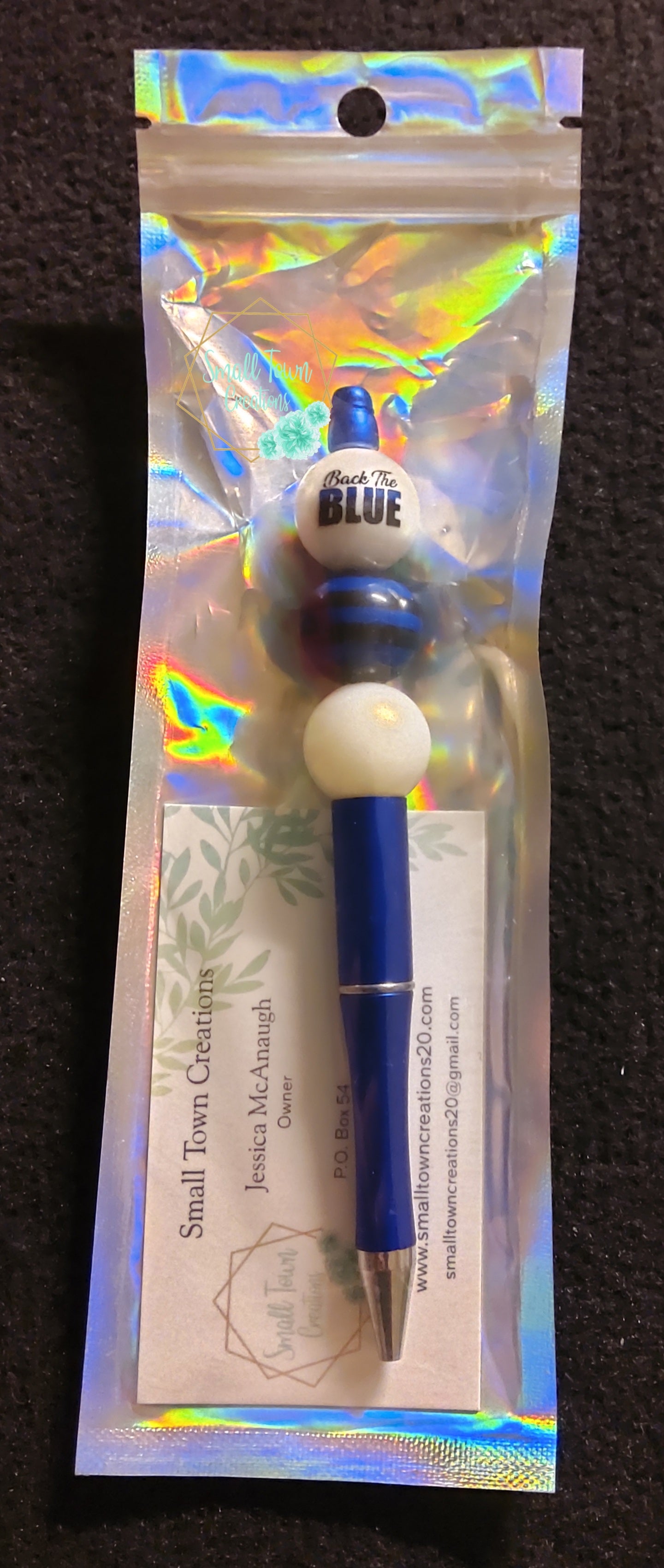 Back The Blue Beaded Pen