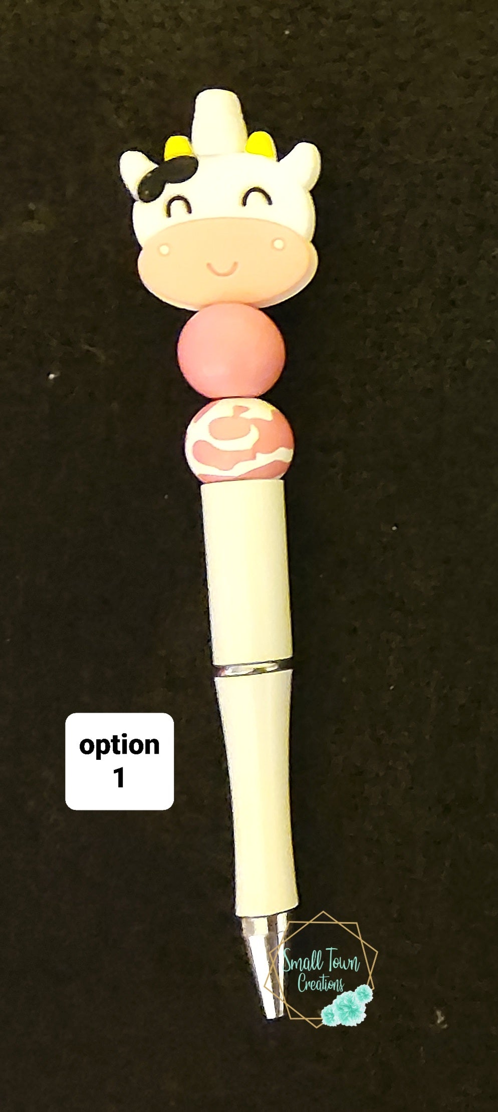 Pink Cow Beaded Pen