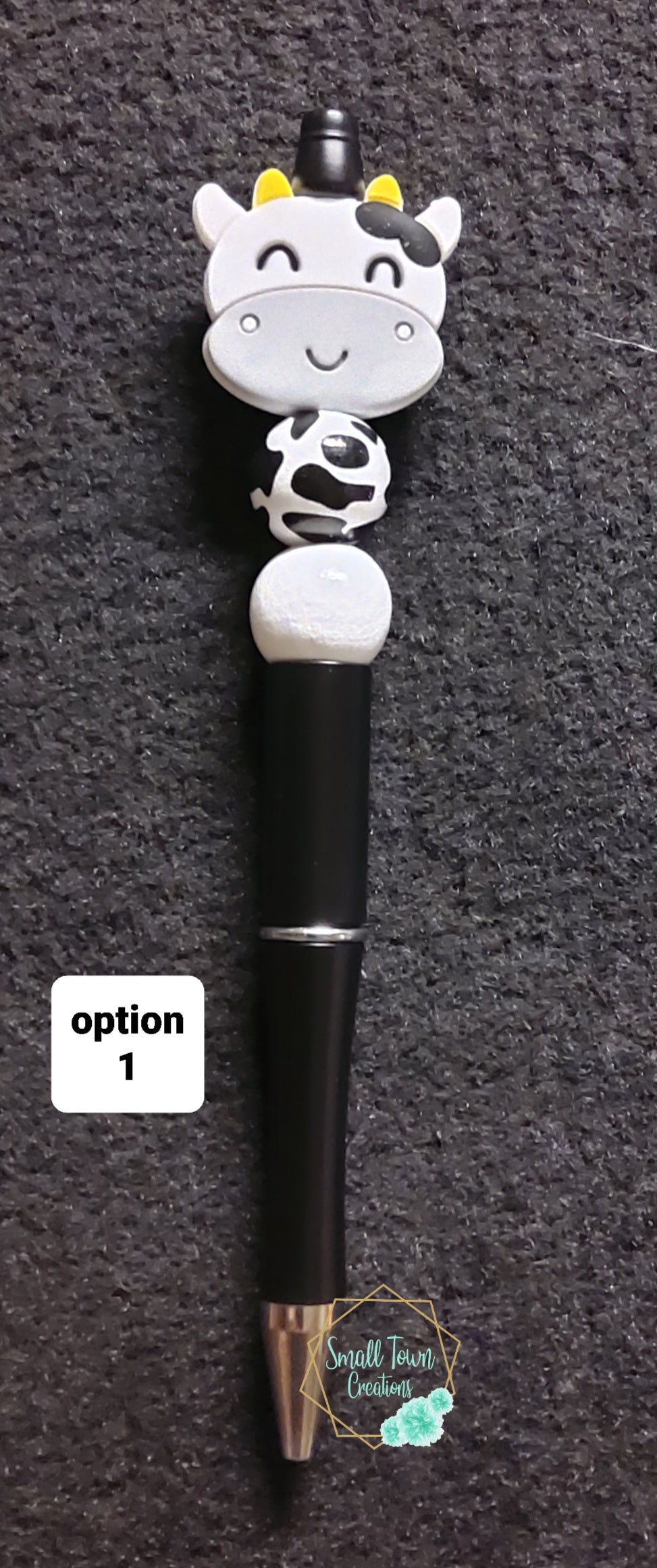 Black Cow Beaded Pen