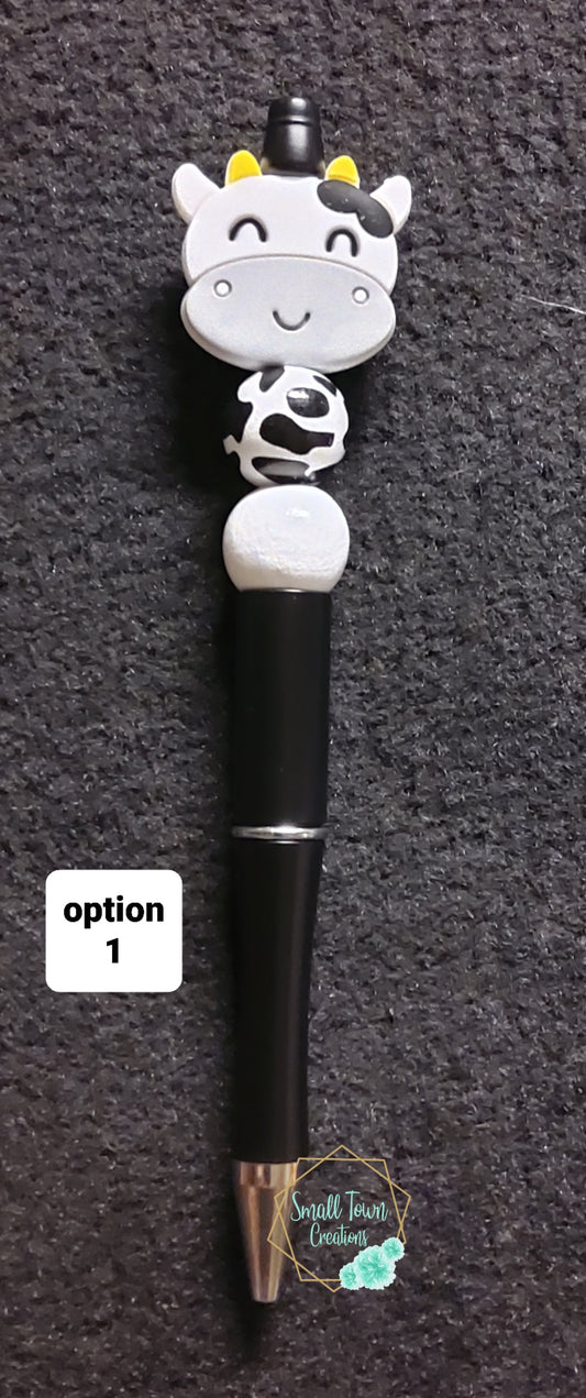 Black Cow Beaded Pen