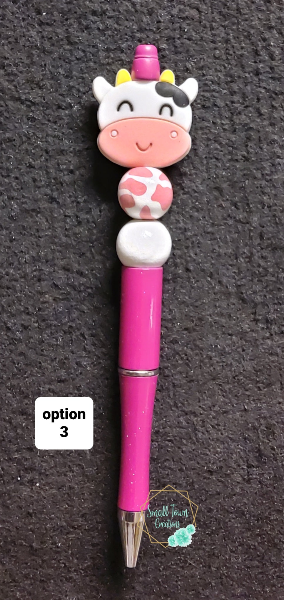 Pink Cow Beaded Pen