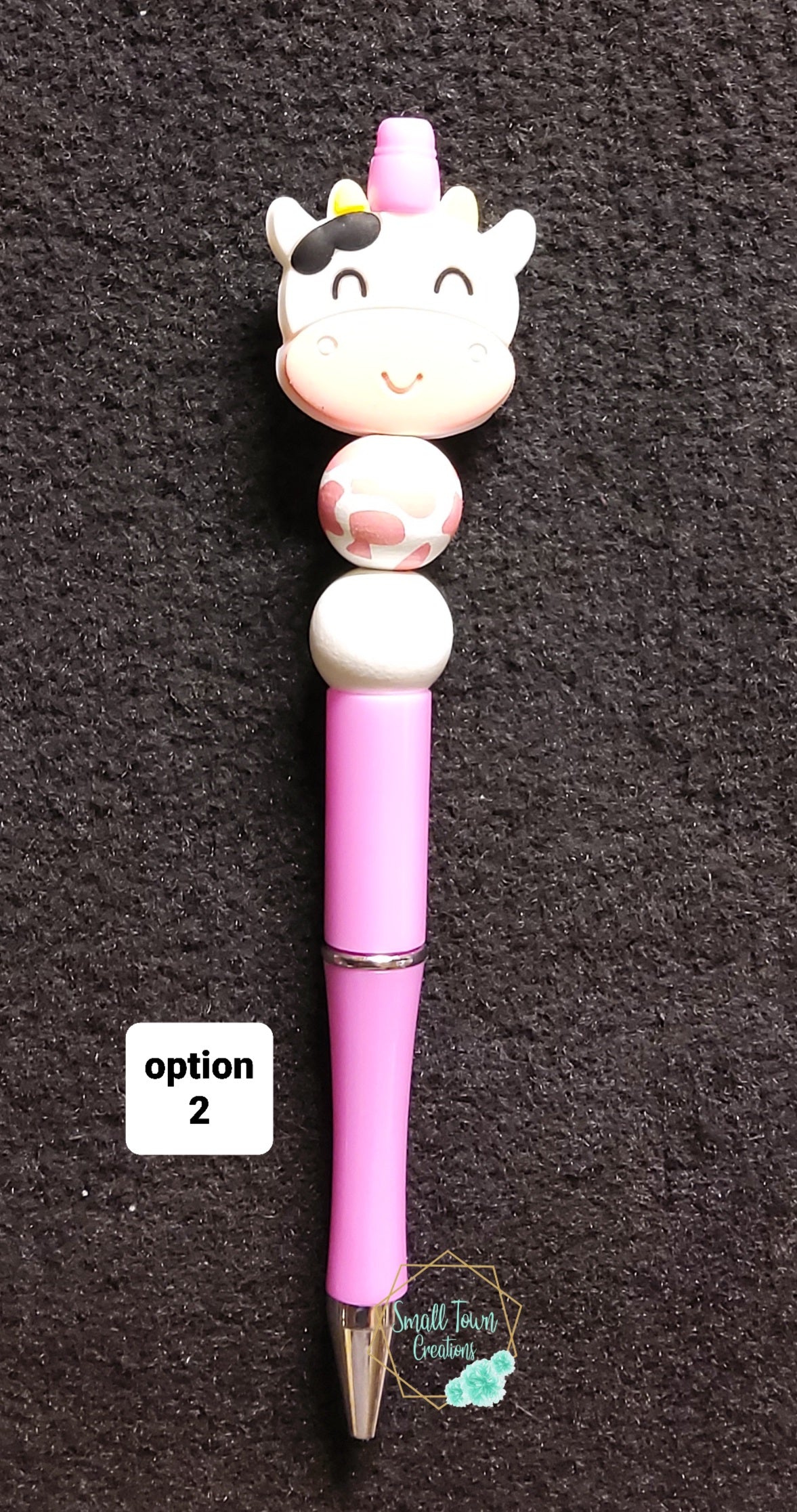 Pink Cow Beaded Pen