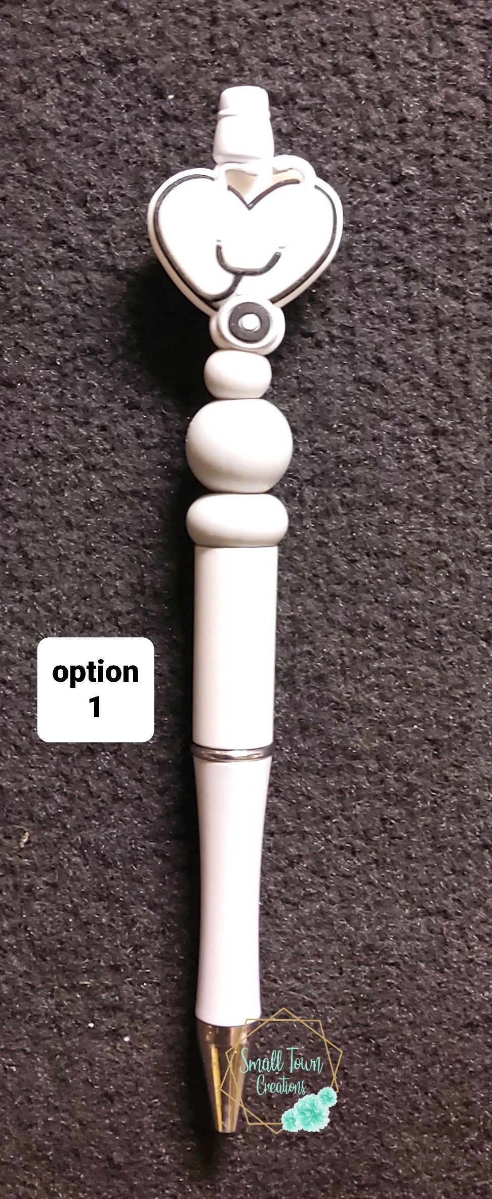 White/Grey Nurse Beaded Pen