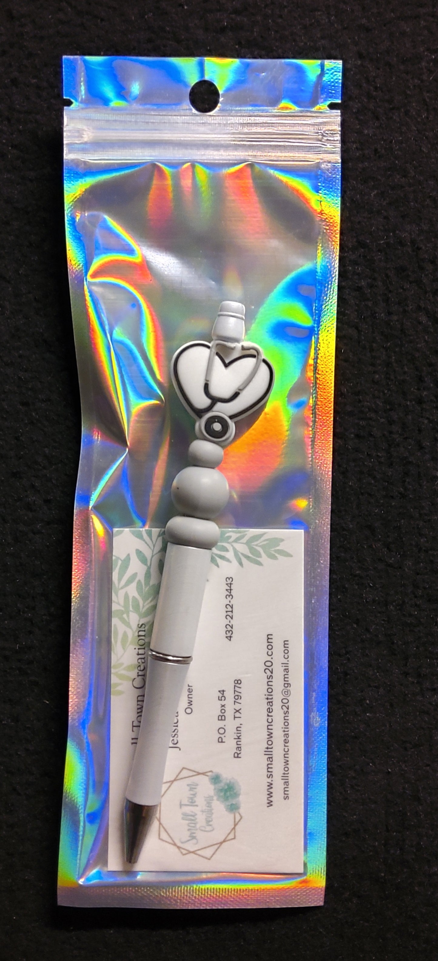 White/Grey Nurse Beaded Pen