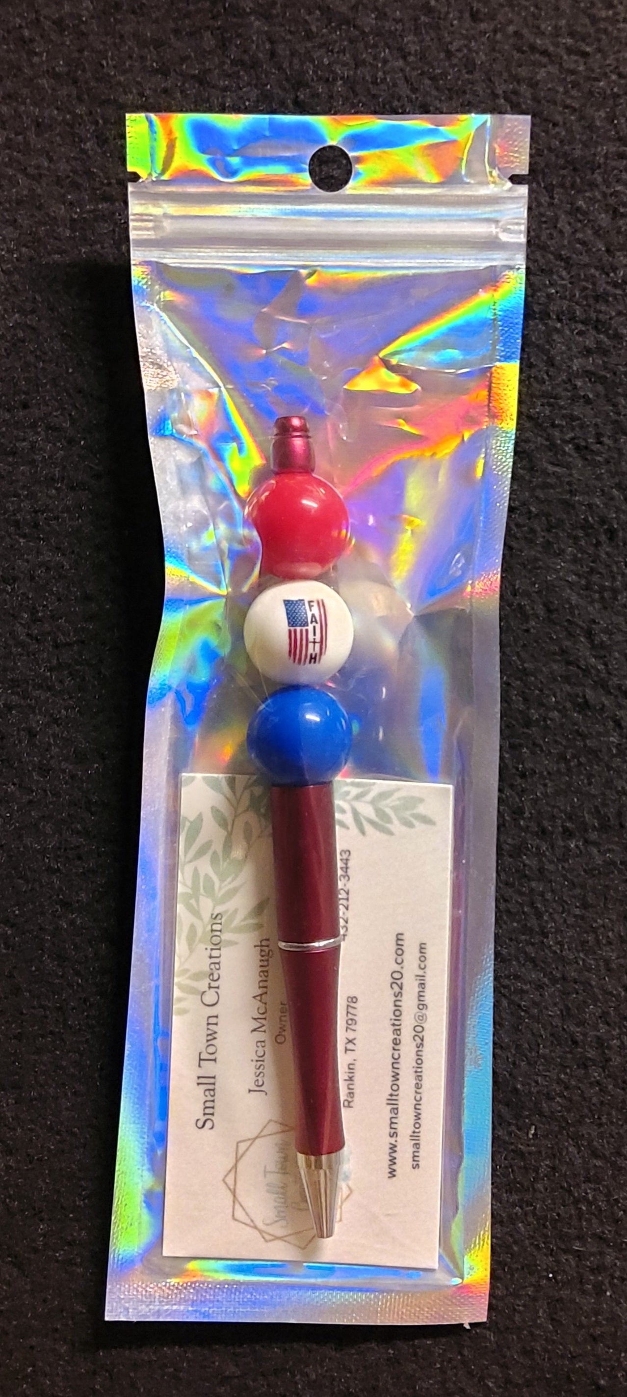 Flag & Faith Beaded Pen