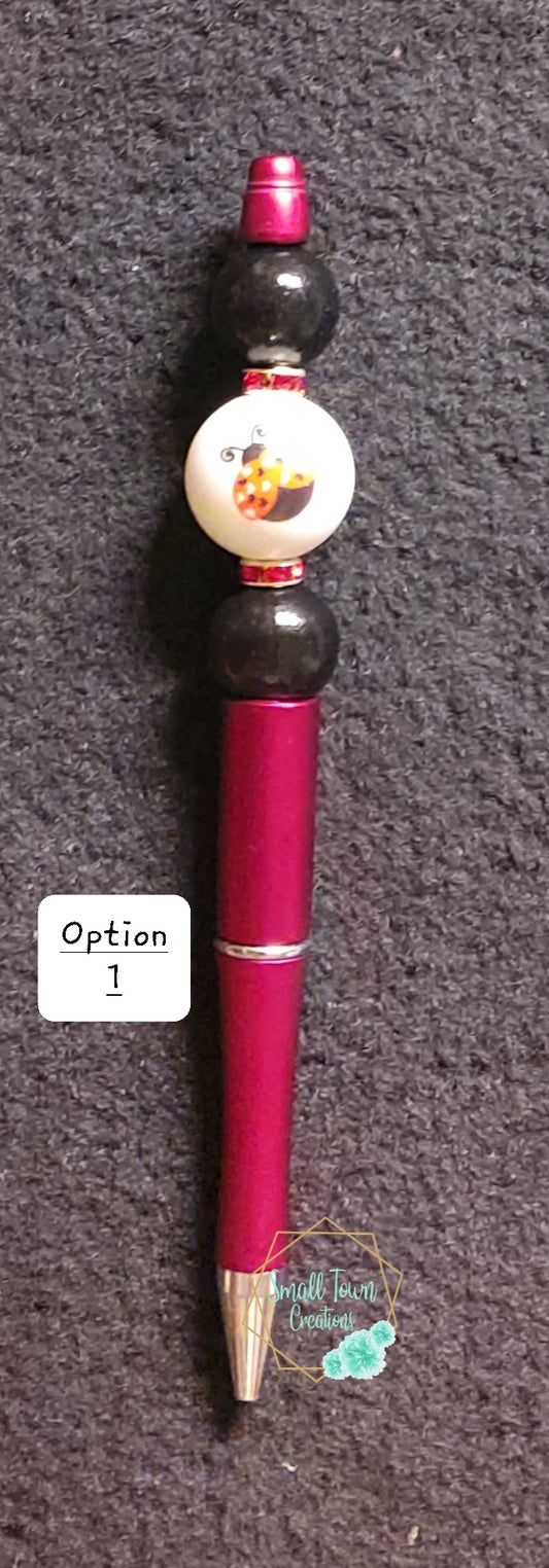 Lady Bug Beaded Pen