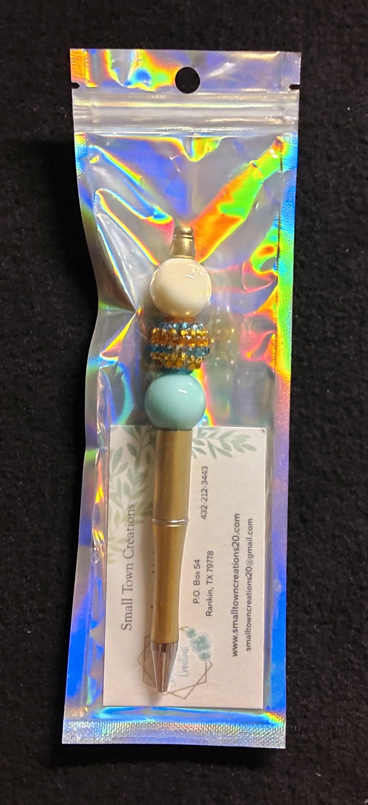 Gold &Turquoise Beaded Pen