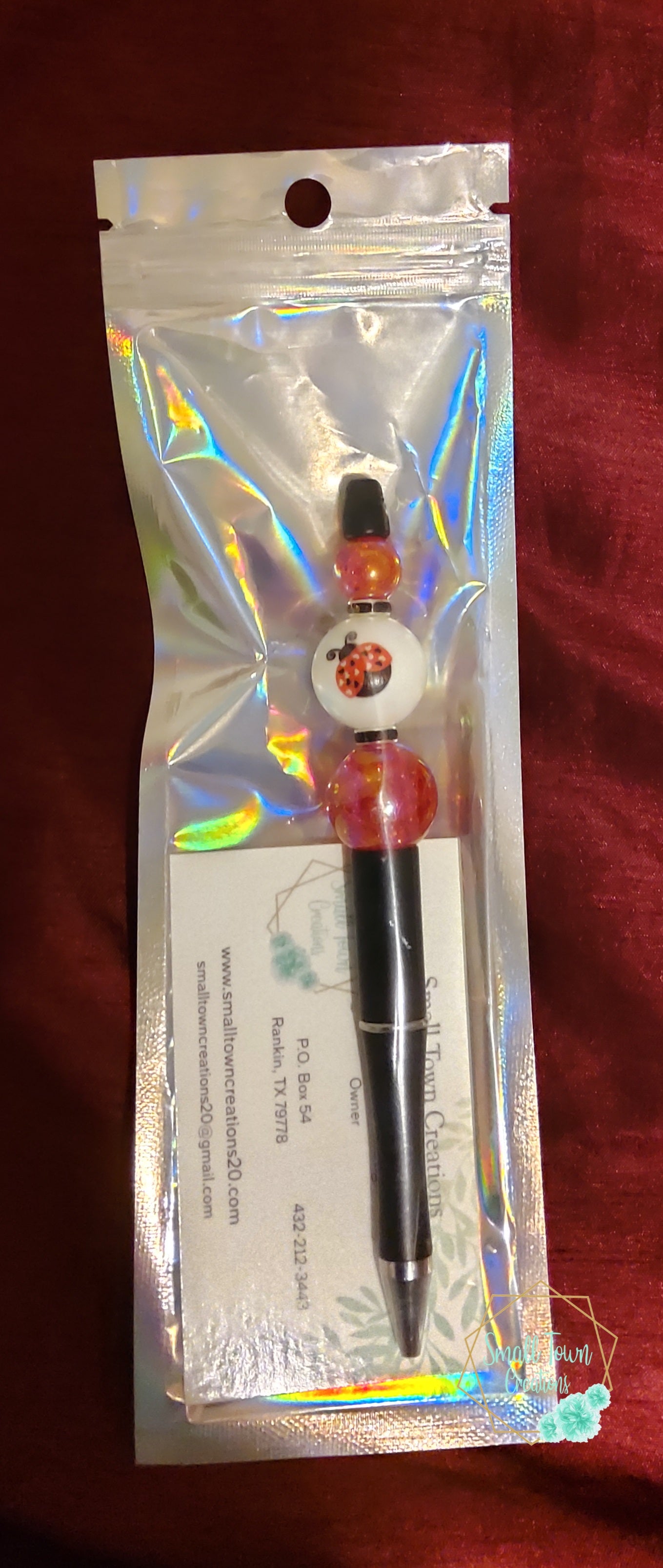 Lady Bug Beaded Pen