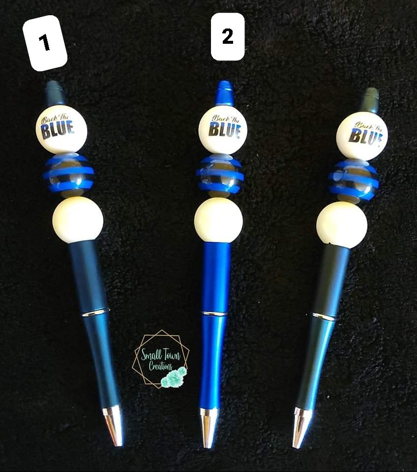 Back The Blue Beaded Pen