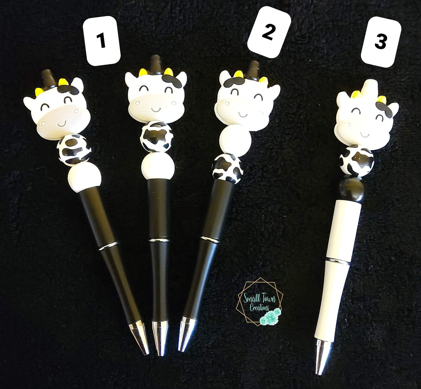 Black Cow Beaded Pen
