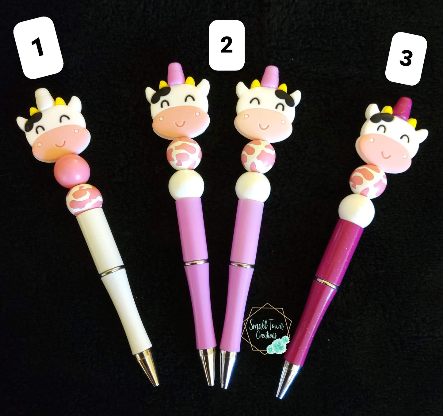Pink Cow Beaded Pen