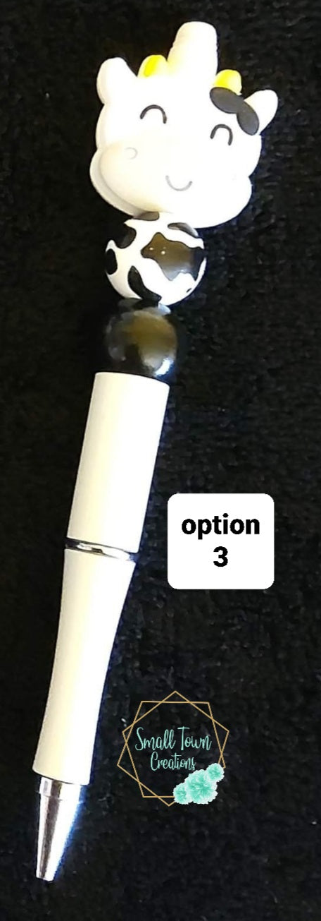 Black Cow Beaded Pen