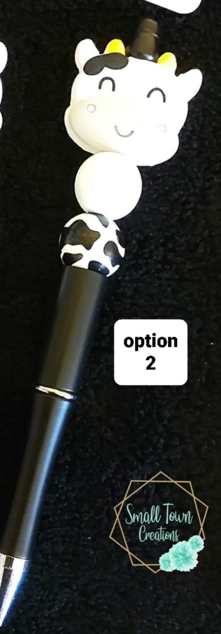 Black Cow Beaded Pen